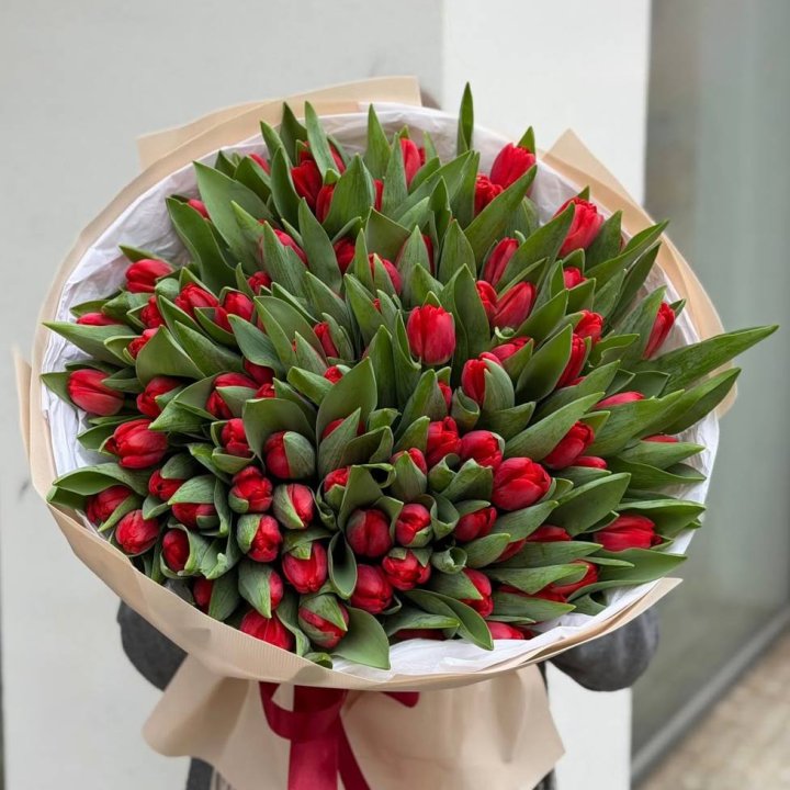 101 красный тюльпан в Екатеринбурге