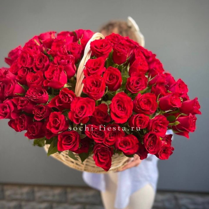 121 красная роза в корзине   в Екатеринбурге