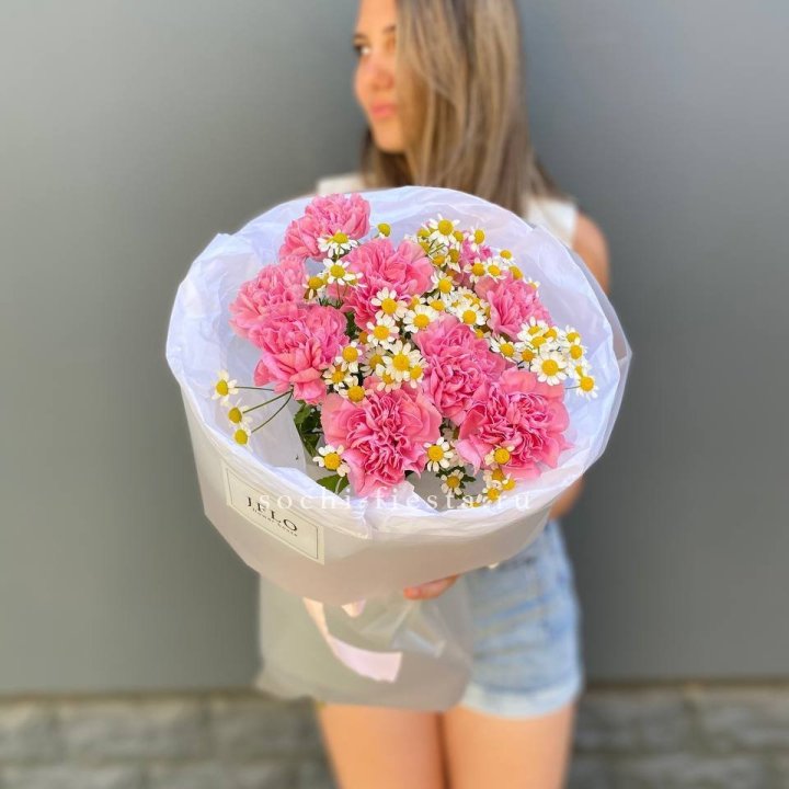 Дуобукет диантусов и ромашек в Екатеринбурге