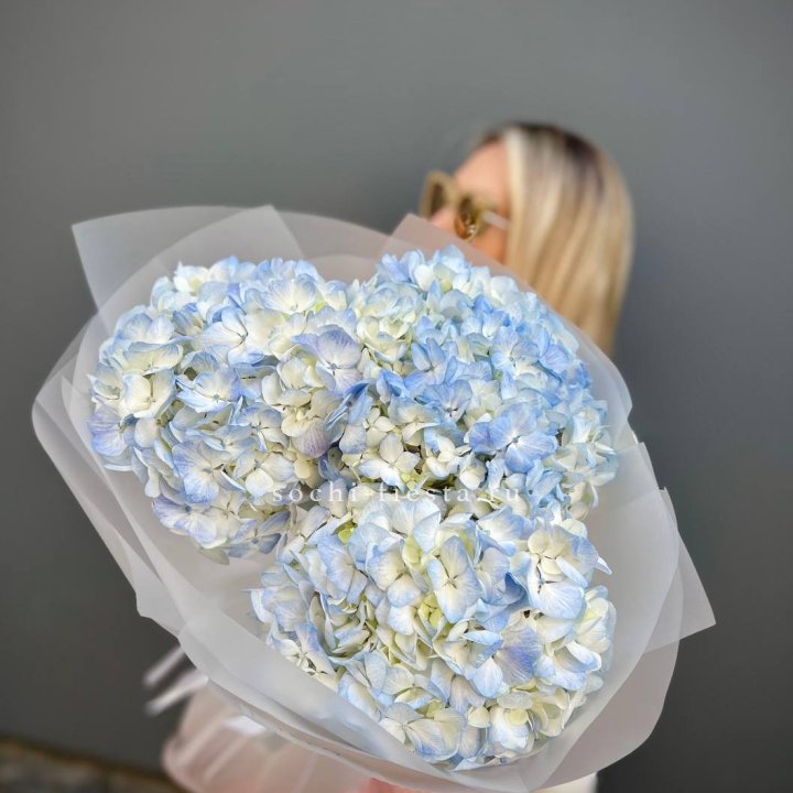 Букет из 3 голубых гортензий  в Екатеринбурге