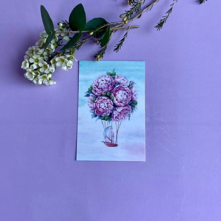 Открытка к букету "Пион" в Екатеринбурге