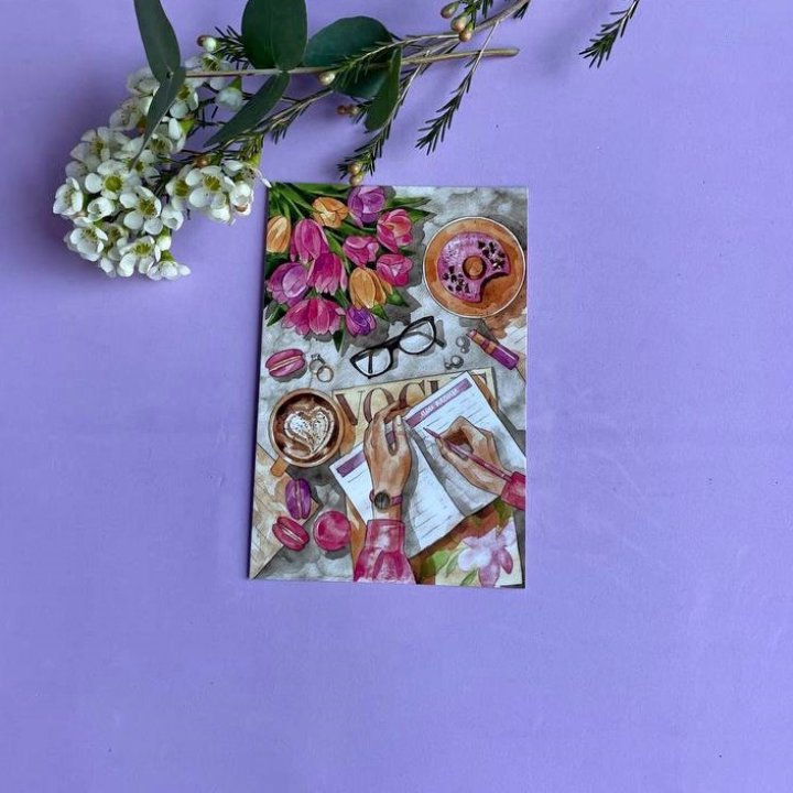 Открытка к букету "Леди на работе" в Екатеринбурге