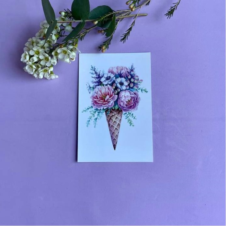 Открытка к букету "Цветочно-кремовый" в Екатеринбурге