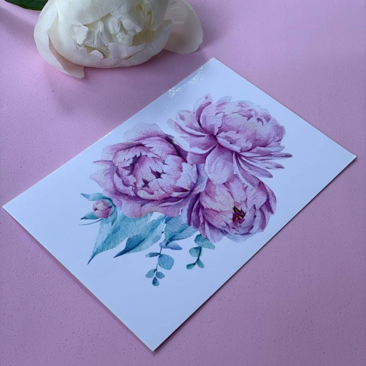 Открытка к букету "Пионы" в Екатеринбурге