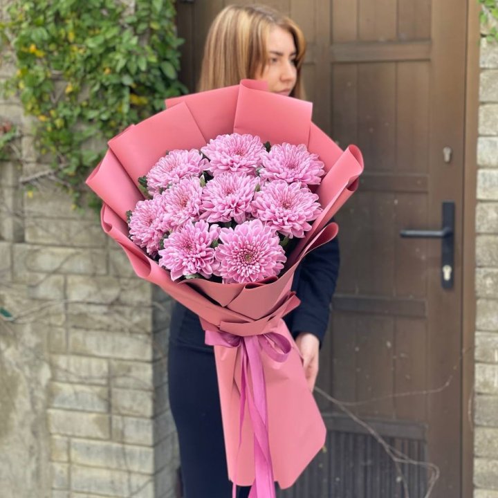 Букет хризантем розовый в Екатеринбурге