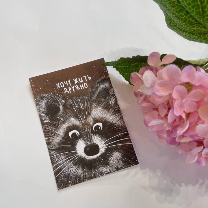 Открытка к букету "Енотик" в Екатеринбурге