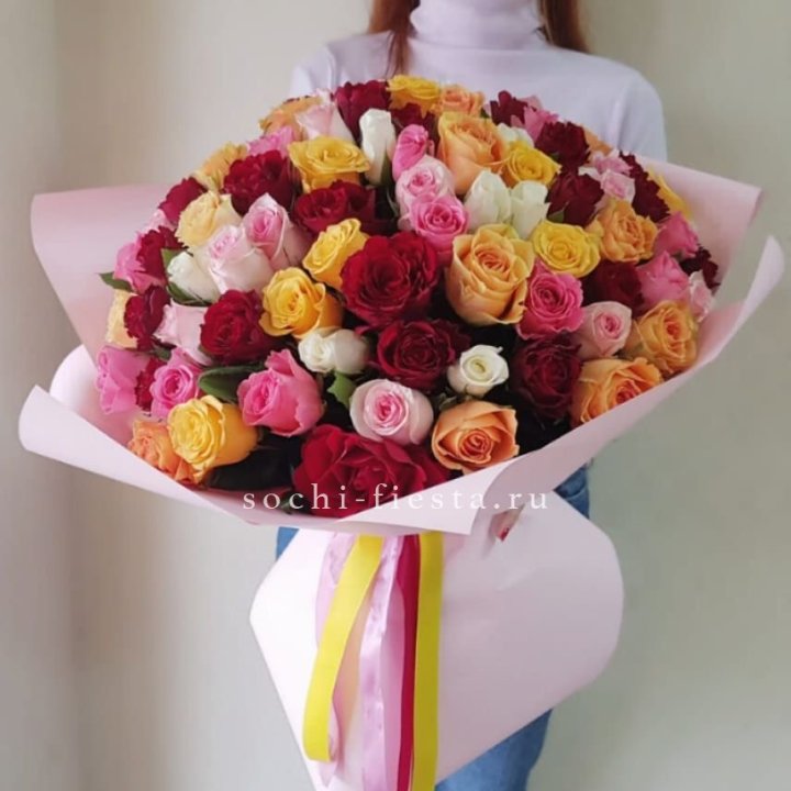 101 роза Кенийский микс "Нежность" в Екатеринбурге