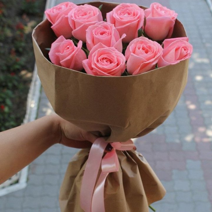 9 розовых роз в Екатеринбурге