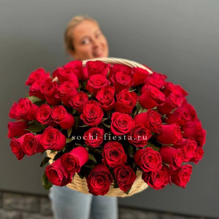 101 красная роза в корзине   в Екатеринбурге